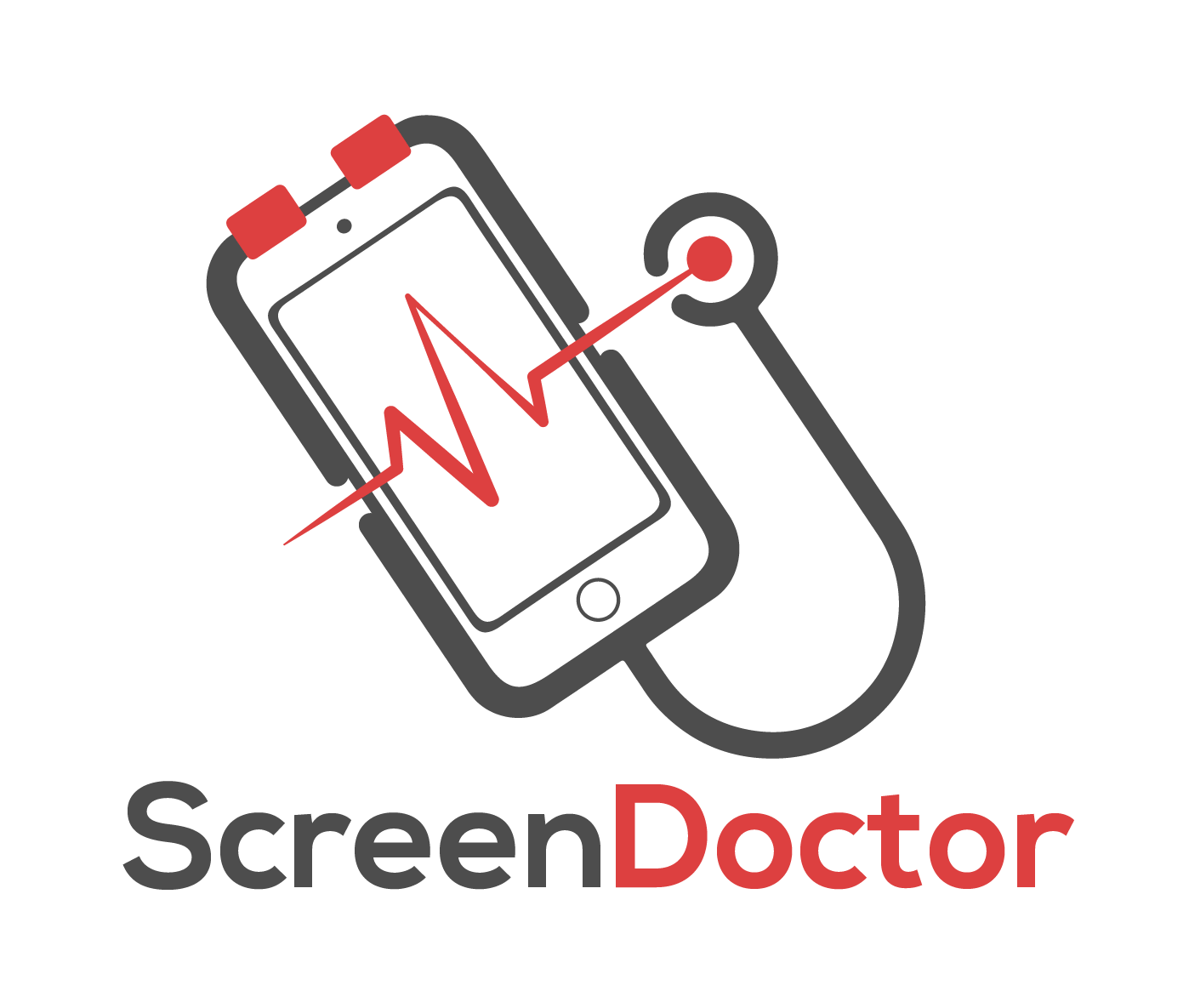 Screen Doctor Logo - Black & red on transparent background